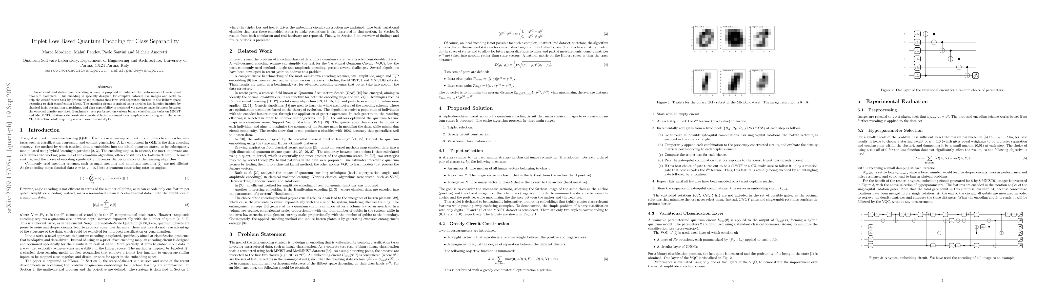 Thumbnail for Triplet Loss Based Quantum Encoding for Class Separability