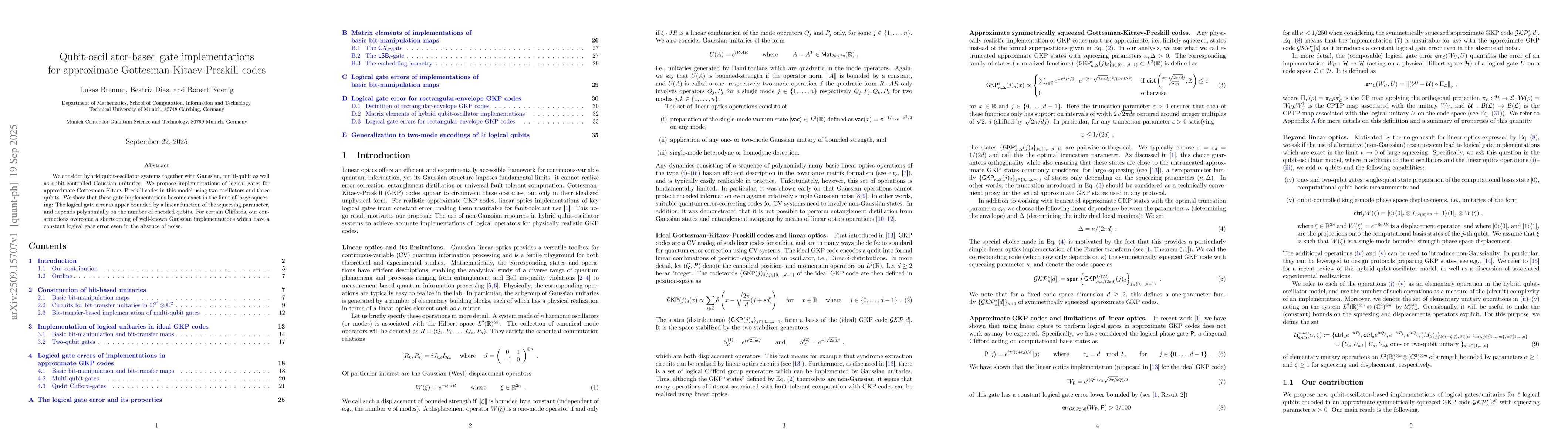 Thumbnail for Qubit-oscillator-based gate implementations for approximate
  Gottesman-Kitaev-Preskill codes
