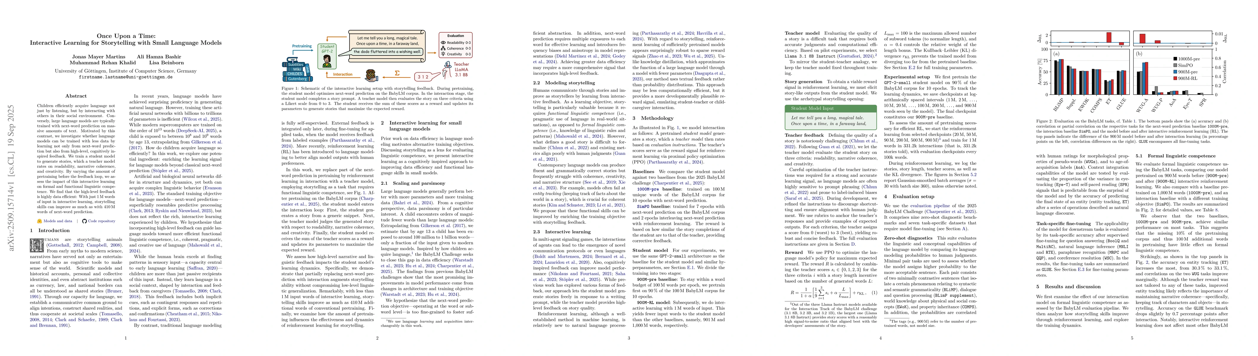 Thumbnail for Once Upon a Time: Interactive Learning for Storytelling with Small
  Language Models