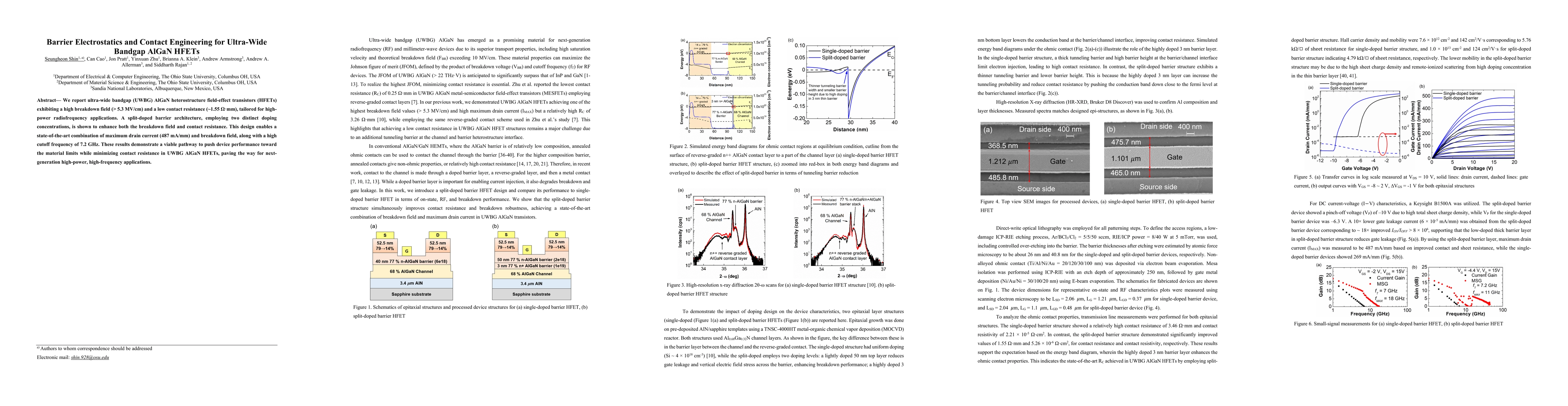 Thumbnail for Barrier Electrostatics and Contact Engineering for Ultra-Wide Bandgap
  AlGaN HFETs