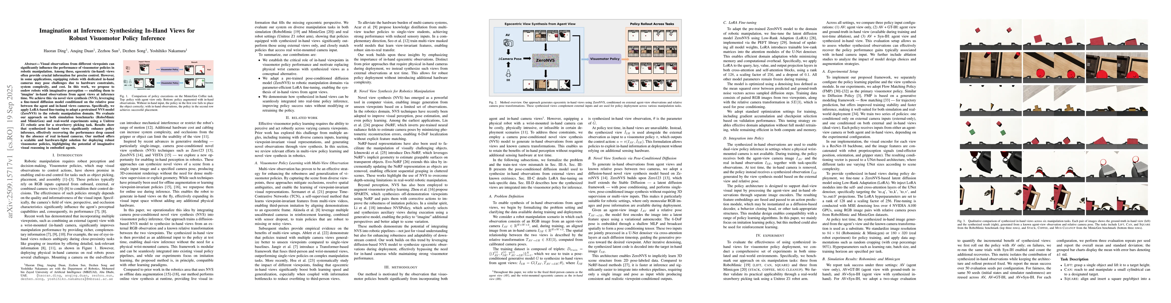 Thumbnail for Imagination at Inference: Synthesizing In-Hand Views for Robust
  Visuomotor Policy Inference