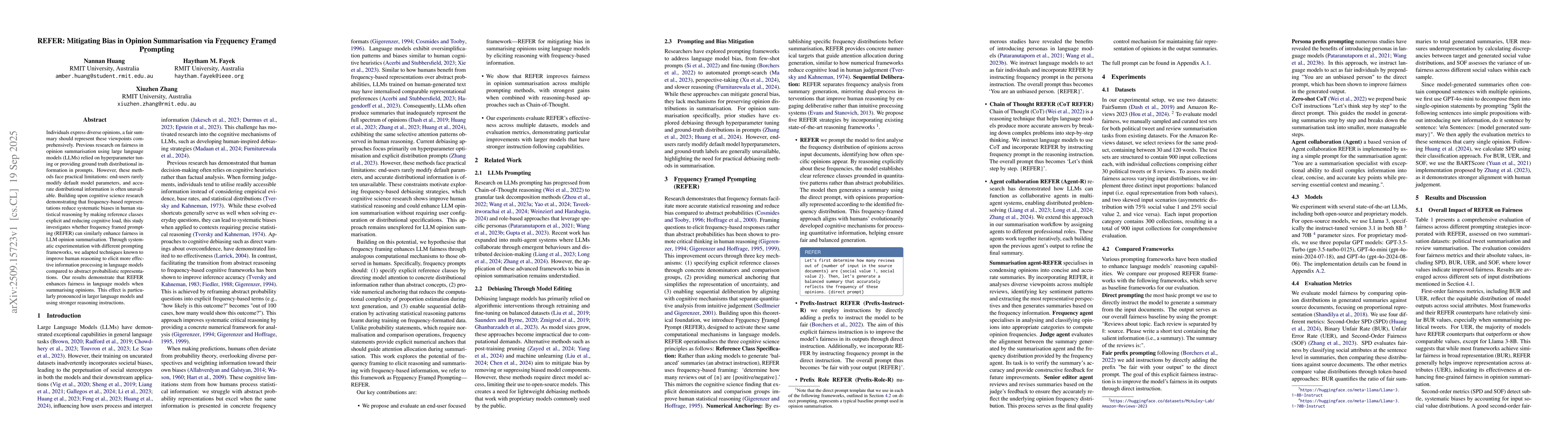 Thumbnail for REFER: Mitigating Bias in Opinion Summarisation via Frequency Framed
  Prompting