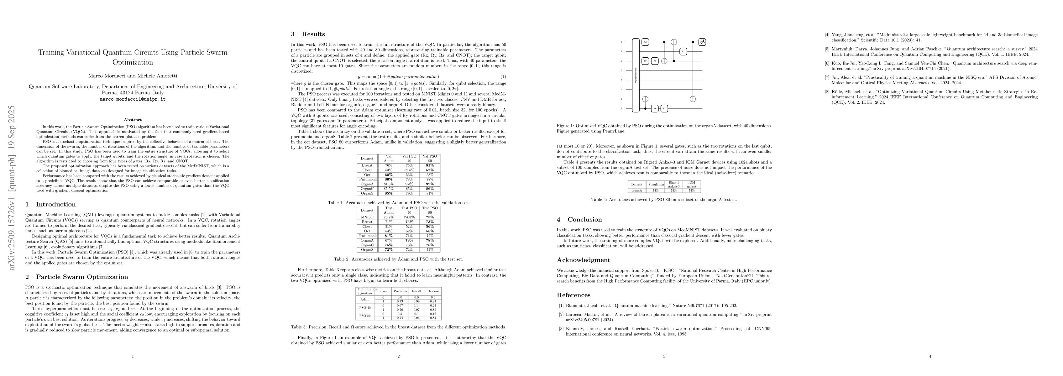 Thumbnail for Training Variational Quantum Circuits Using Particle Swarm Optimization