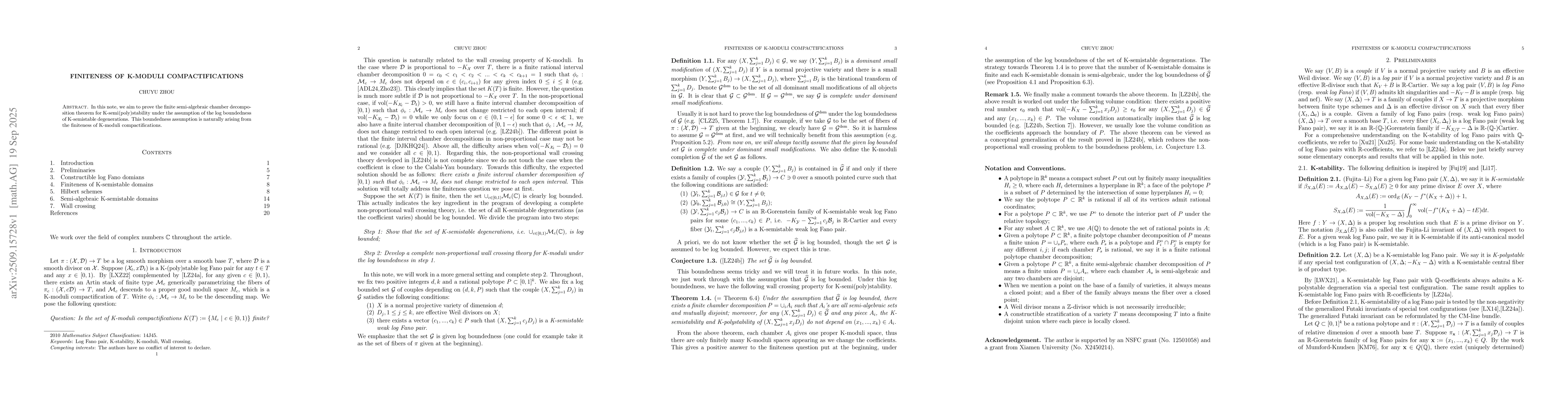 Thumbnail for Finiteness of K-moduli compactifications
