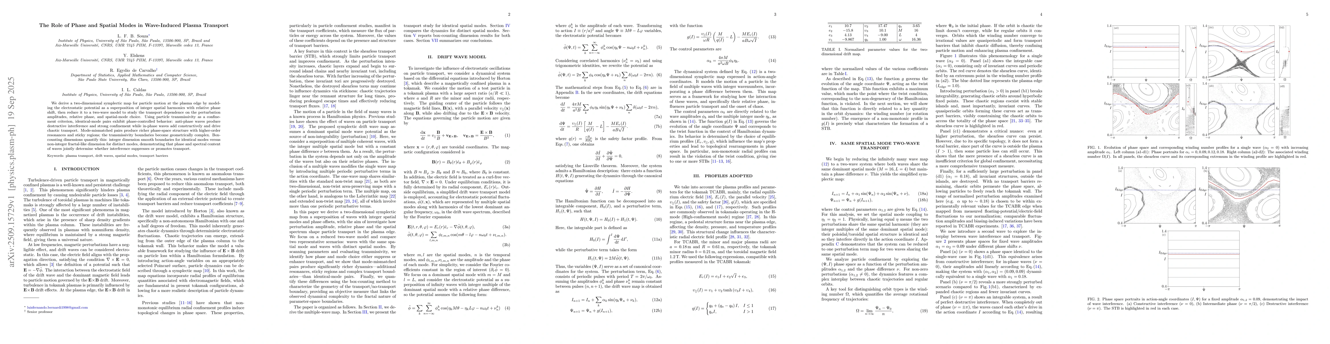 Thumbnail for The Role of Phase and Spatial Modes in Wave-Induced Plasma Transport
