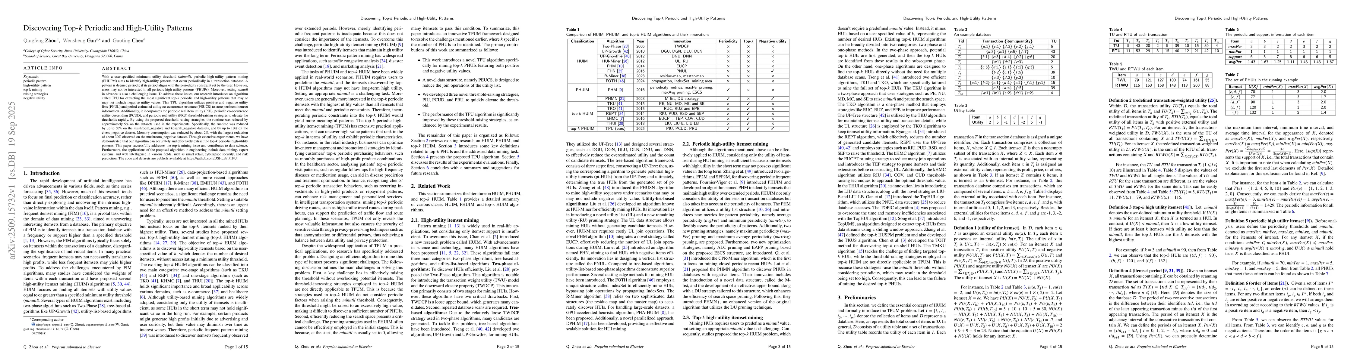 Thumbnail for Discovering Top-k Periodic and High-Utility Patterns