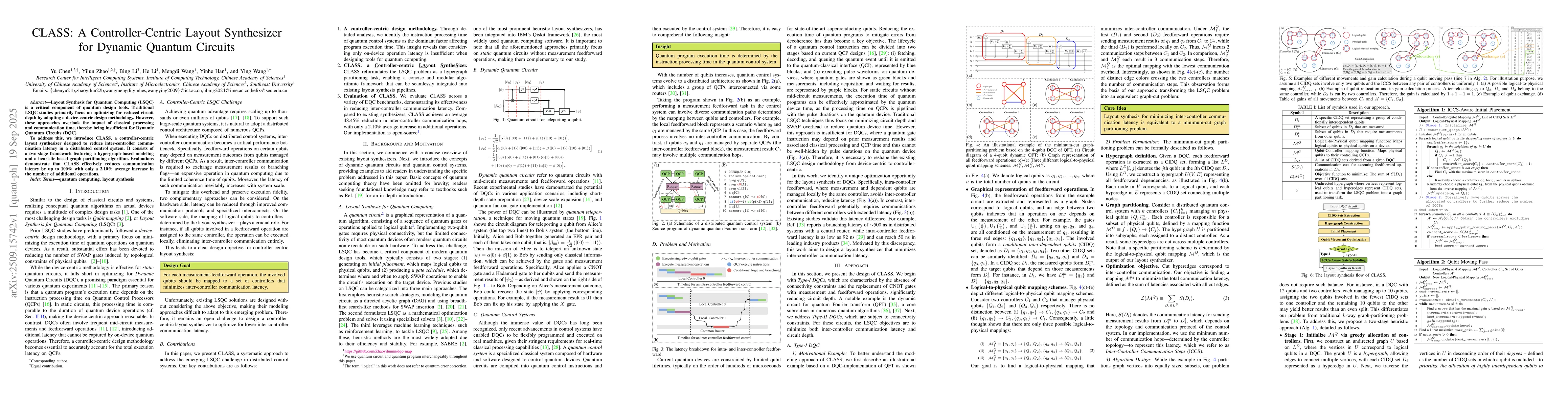 Thumbnail for CLASS: A Controller-Centric Layout Synthesizer for Dynamic Quantum
  Circuits