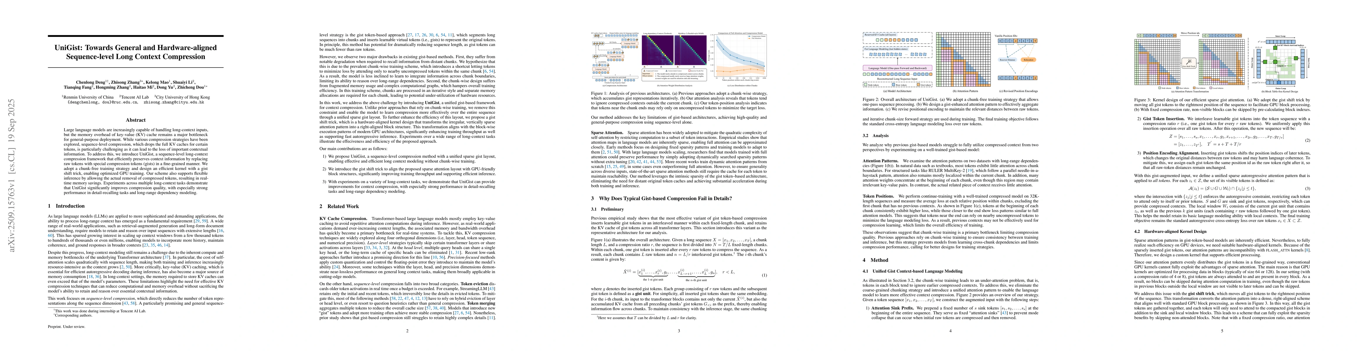 Thumbnail for UniGist: Towards General and Hardware-aligned Sequence-level Long
  Context Compression