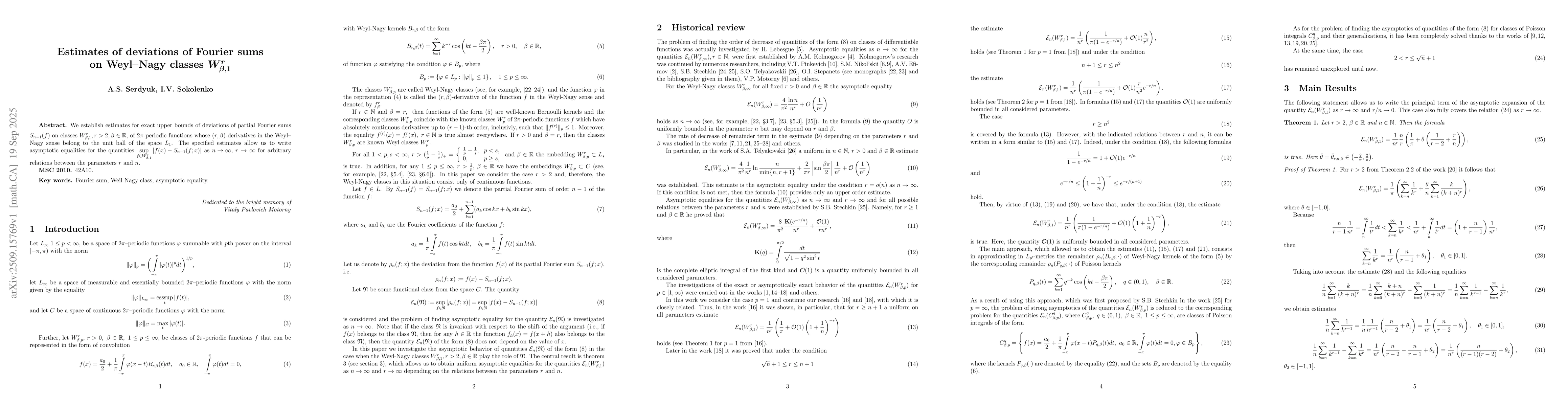Thumbnail for Estimates of deviations of Fourier sums on Weyl-Nagy classes
  $W^r_{β,1}$