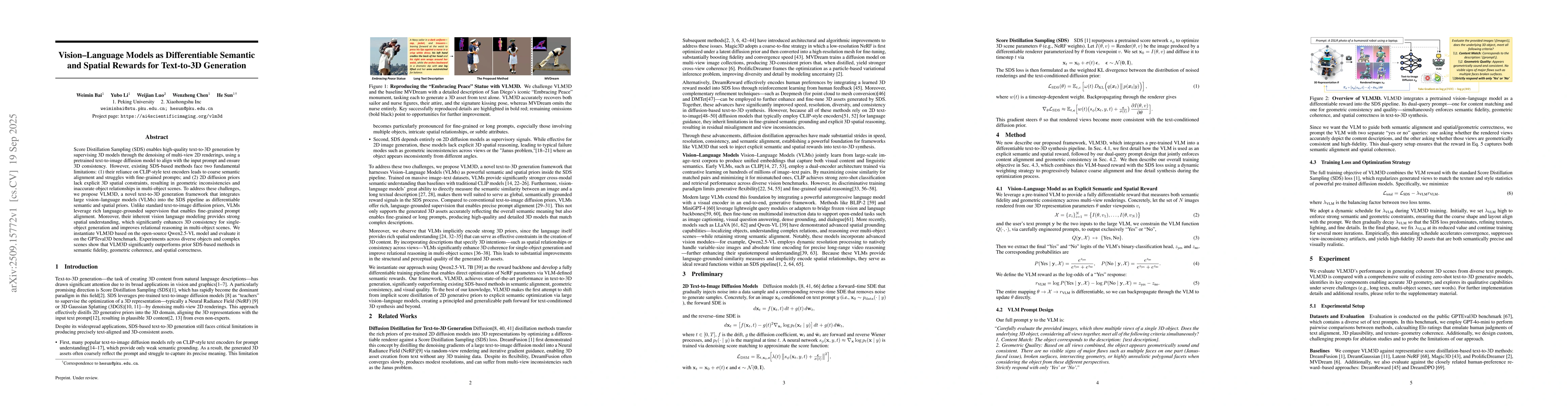 Thumbnail for Vision-Language Models as Differentiable Semantic and Spatial Rewards
  for Text-to-3D Generation