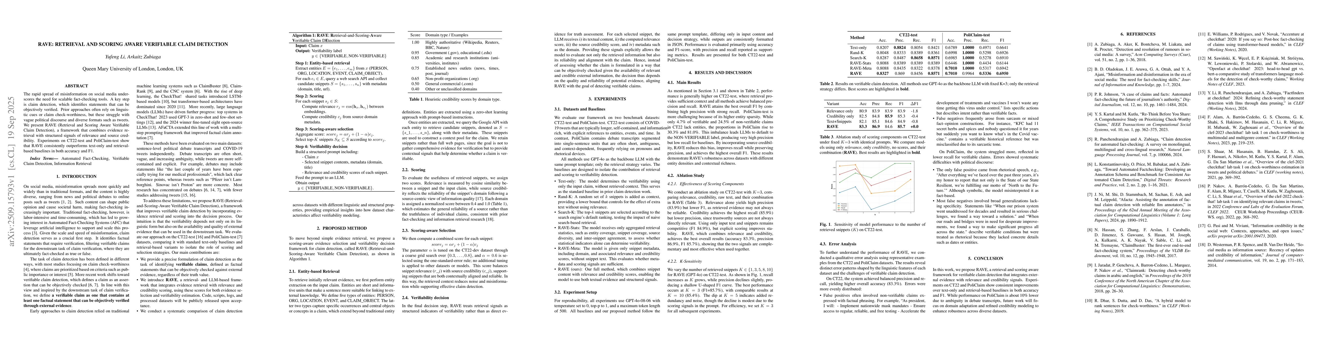 Thumbnail for RAVE: Retrieval and Scoring Aware Verifiable Claim Detection