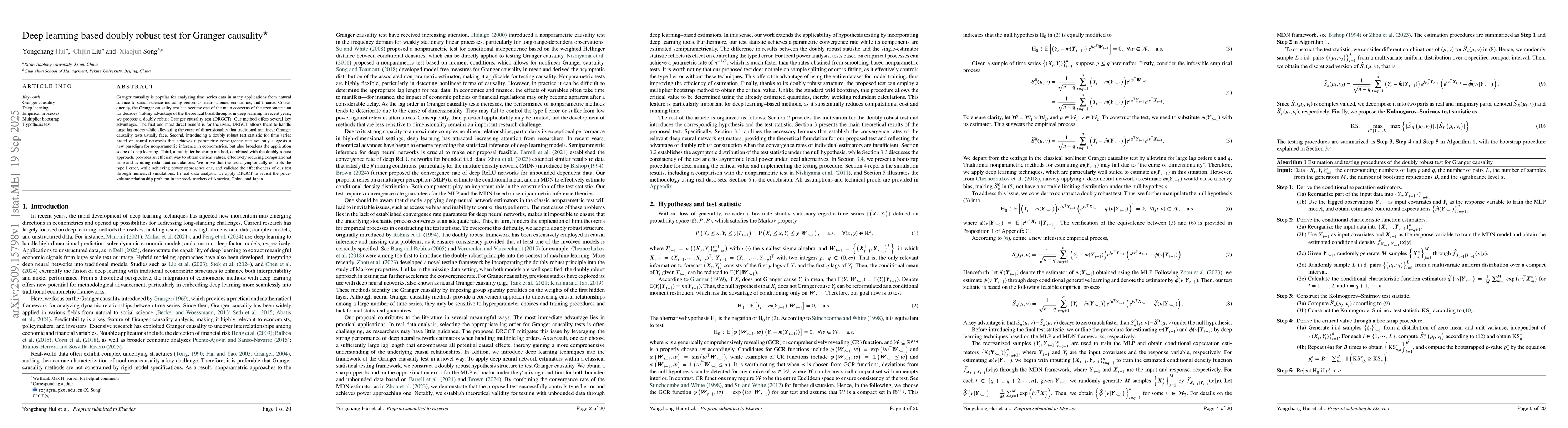 Thumbnail for Deep learning based doubly robust test for Granger causality