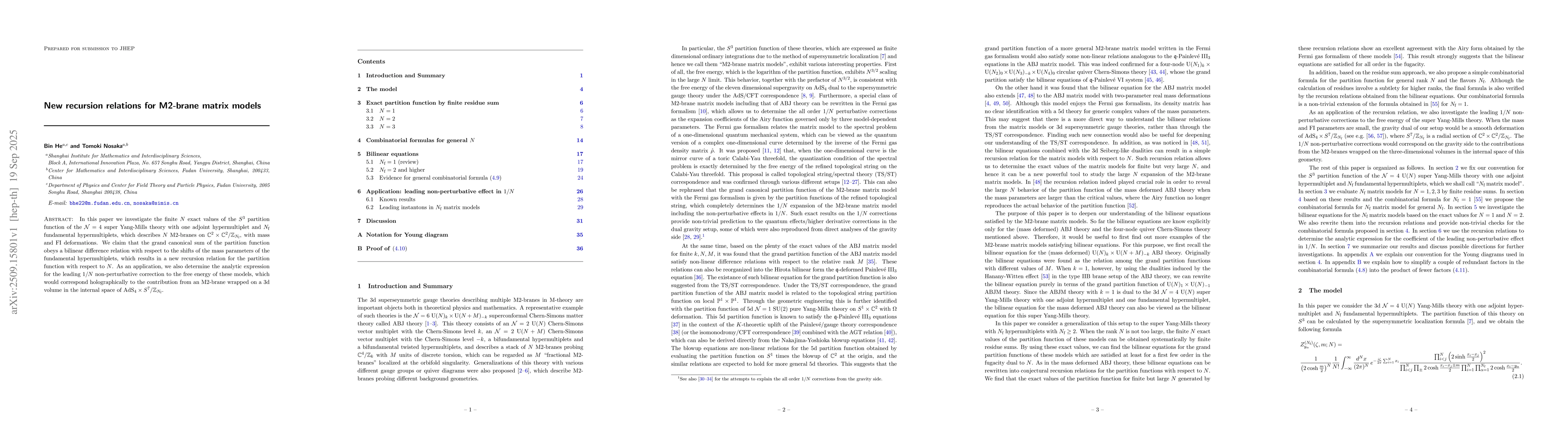 Thumbnail for New recursion relations for M2-brane matrix models