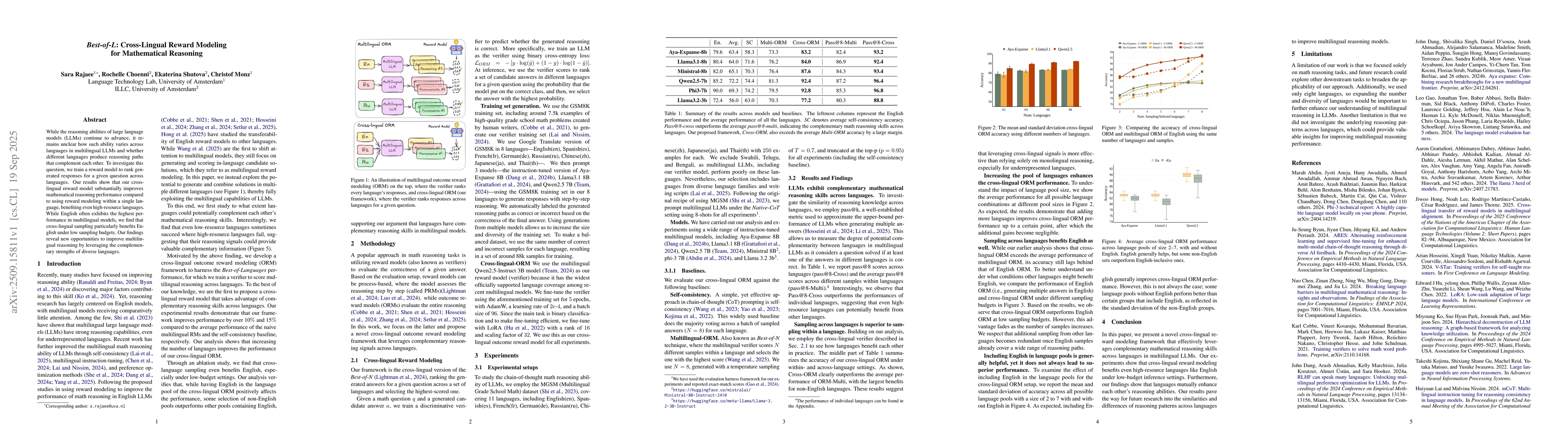 Thumbnail for Best-of-L: Cross-Lingual Reward Modeling for Mathematical Reasoning