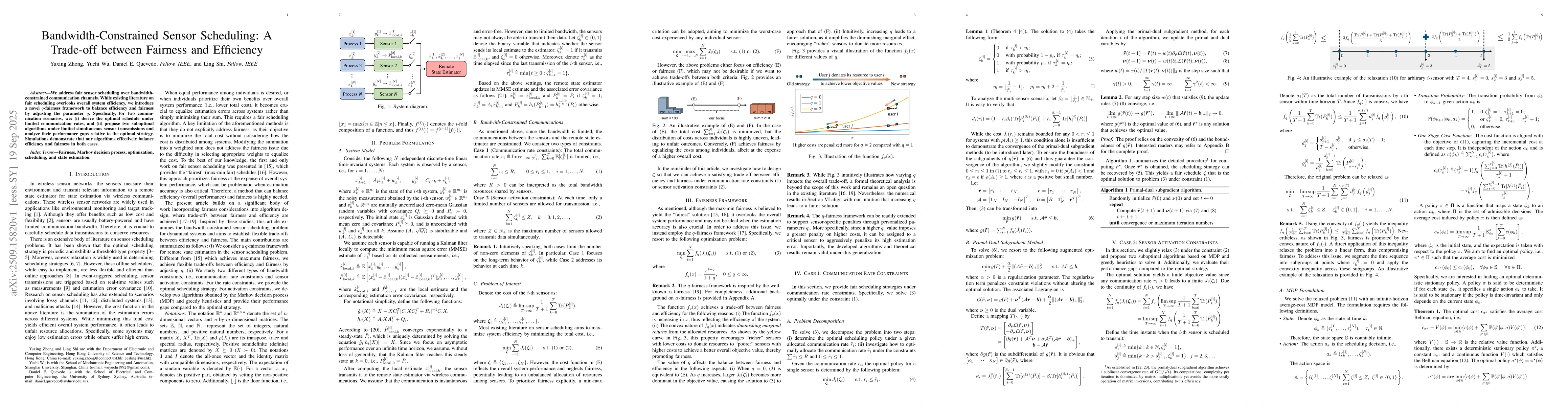Thumbnail for Bandwidth-Constrained Sensor Scheduling: A Trade-off between Fairness
  and Efficiency
