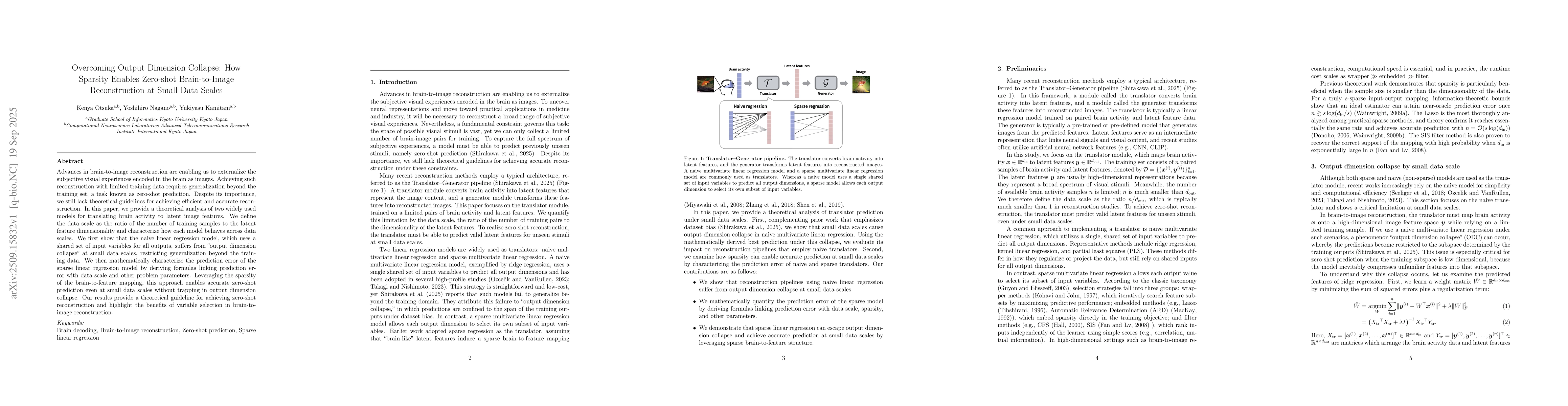 Thumbnail for Overcoming Output Dimension Collapse: How Sparsity Enables Zero-shot
  Brain-to-Image Reconstruction at Small Data Scales