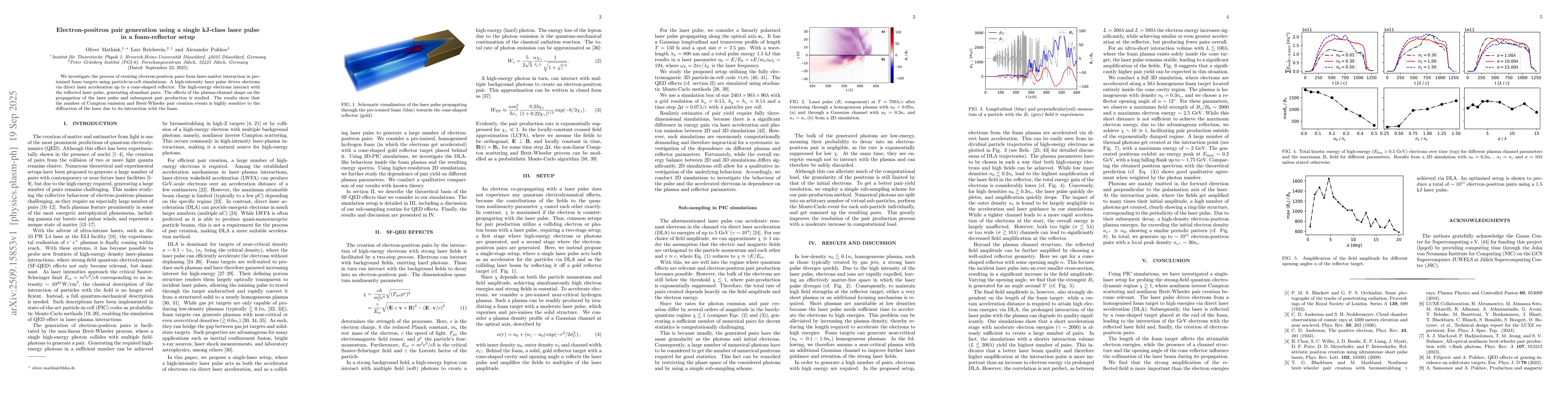 Thumbnail for Electron-positron pair generation using a single kJ-class laser pulse in
  a foam-reflector setup