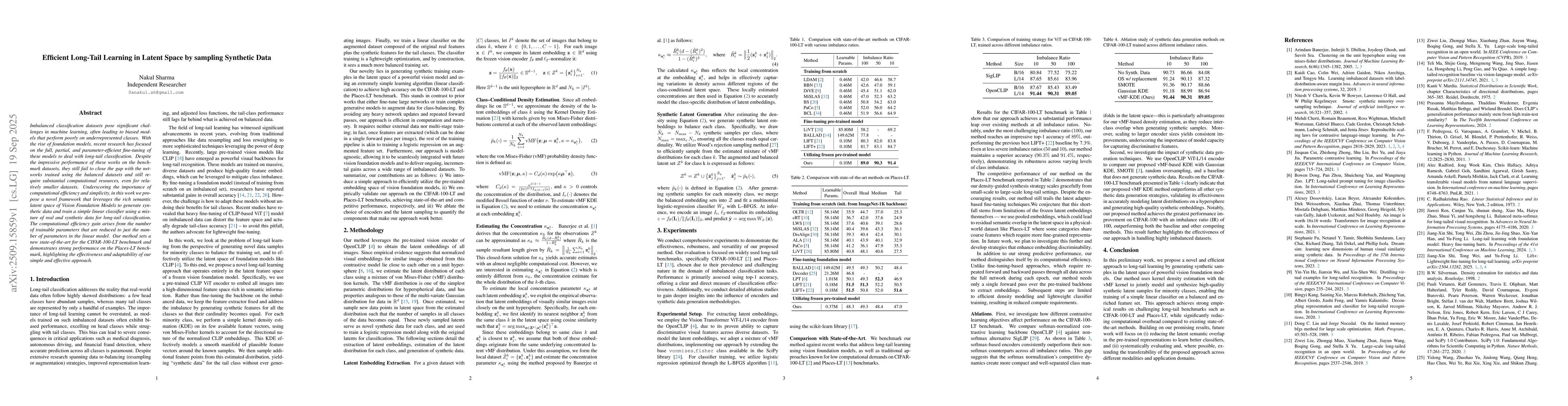 Thumbnail for Efficient Long-Tail Learning in Latent Space by sampling Synthetic Data