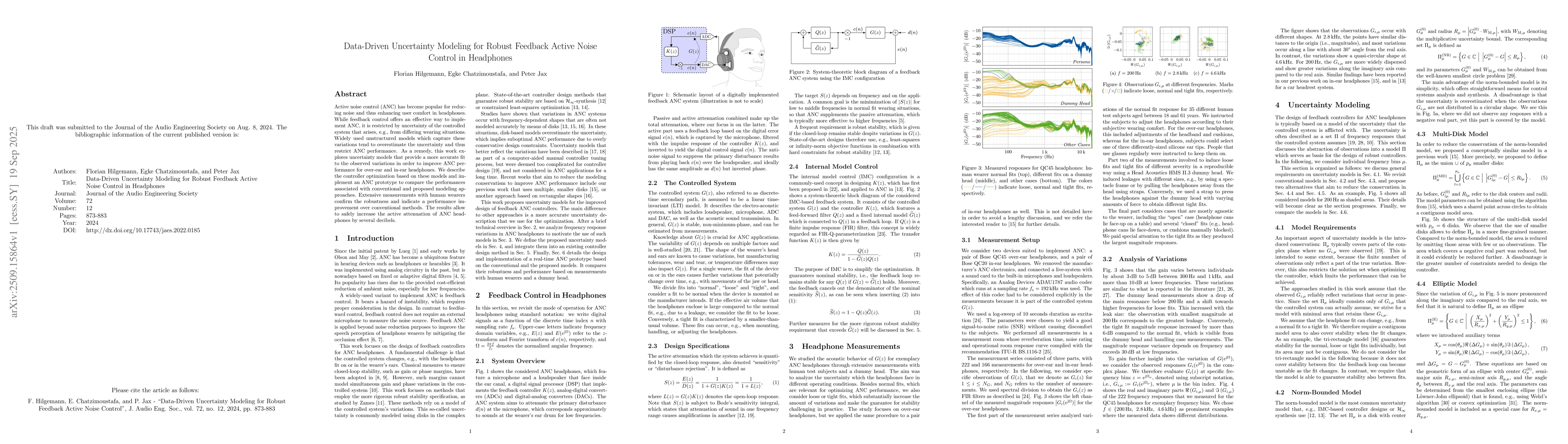 Thumbnail for Data-Driven Uncertainty Modeling for Robust Feedback Active Noise
  Control in Headphones