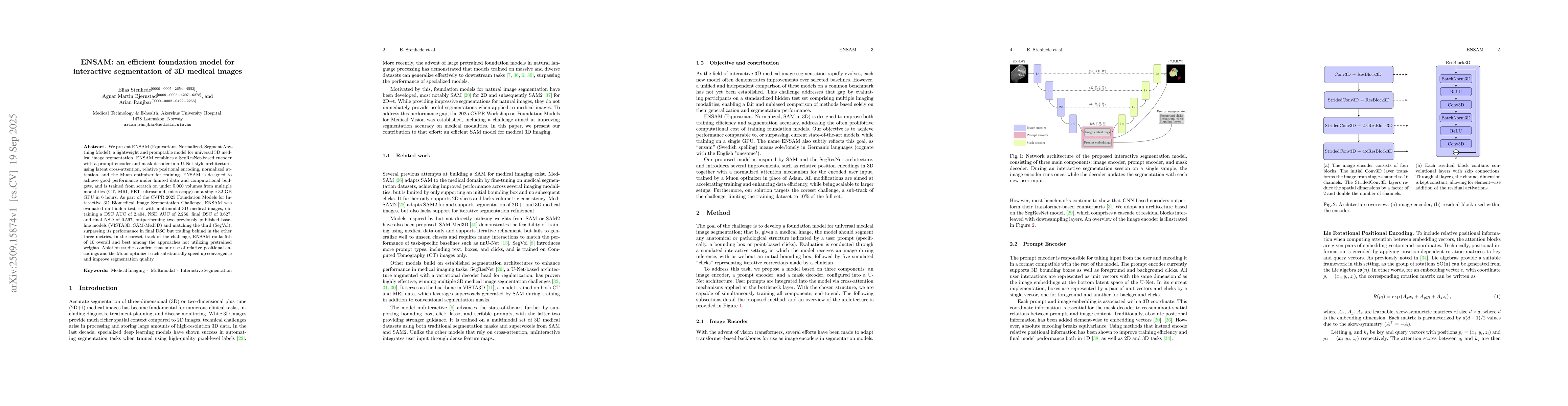 Thumbnail for ENSAM: an efficient foundation model for interactive segmentation of 3D
  medical images