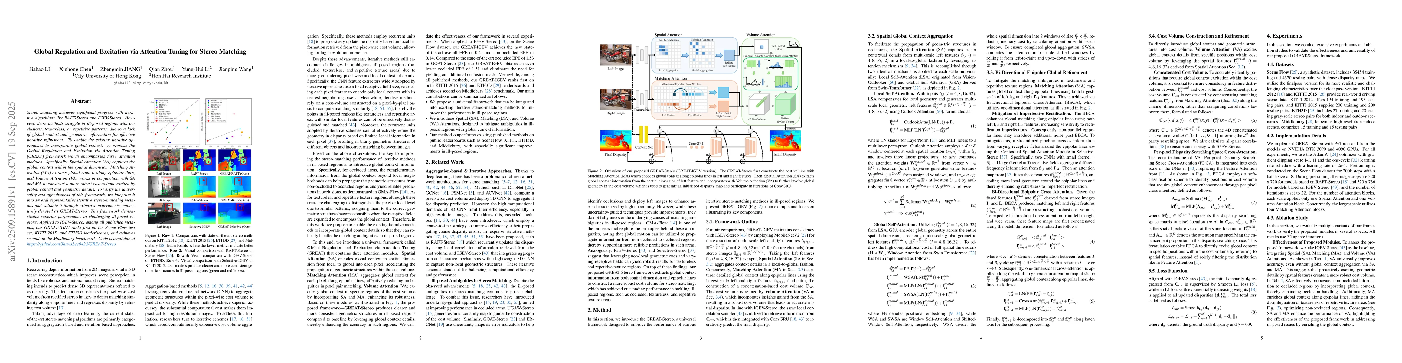 Thumbnail for Global Regulation and Excitation via Attention Tuning for Stereo
  Matching