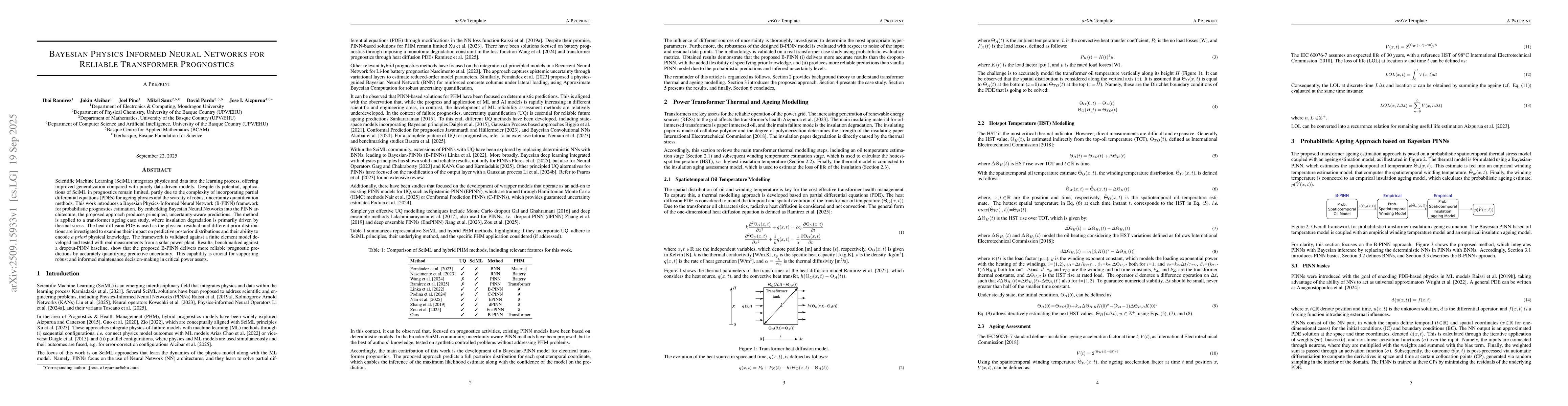 Thumbnail for Bayesian Physics Informed Neural Networks for Reliable Transformer
  Prognostics