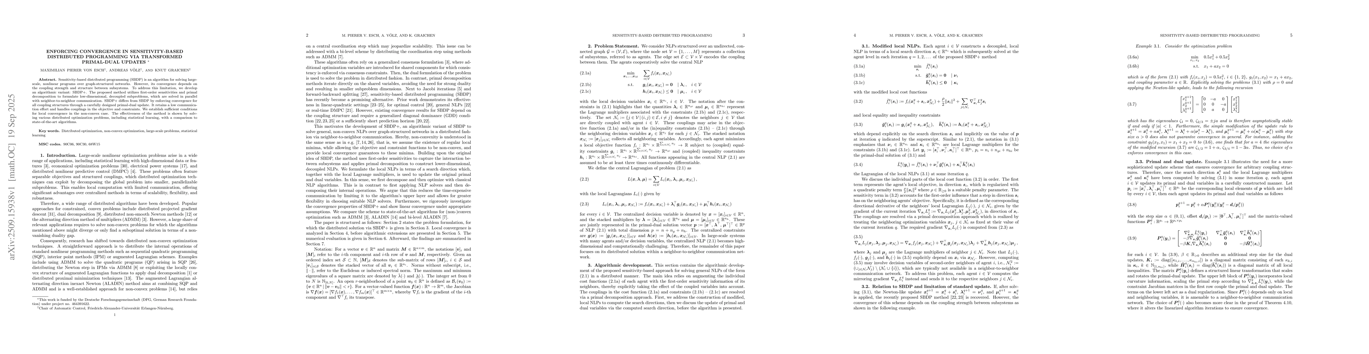 Thumbnail for Enforcing Convergence in Sensitivity-based Distributed Programming via
  Transformed Primal-Dual Updates