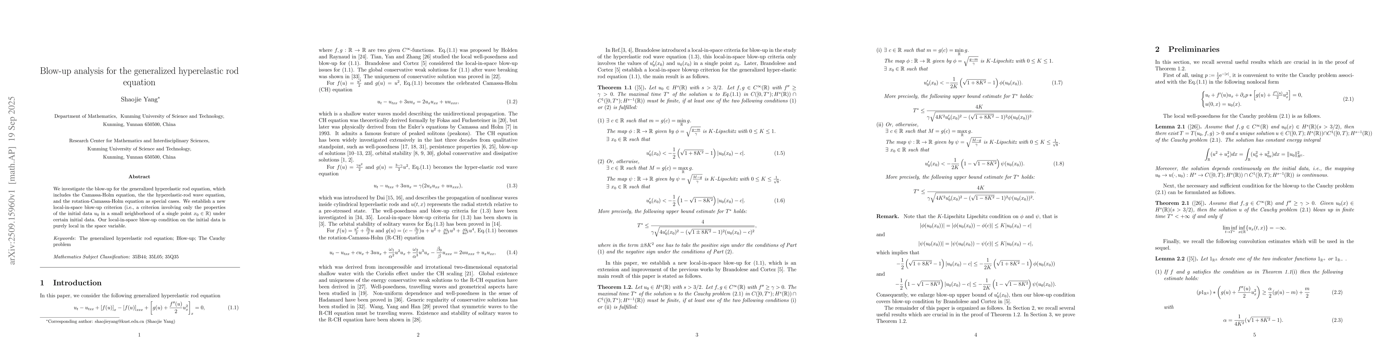 Thumbnail for Blow-up analysis for the generalized hyperelastic rod equation