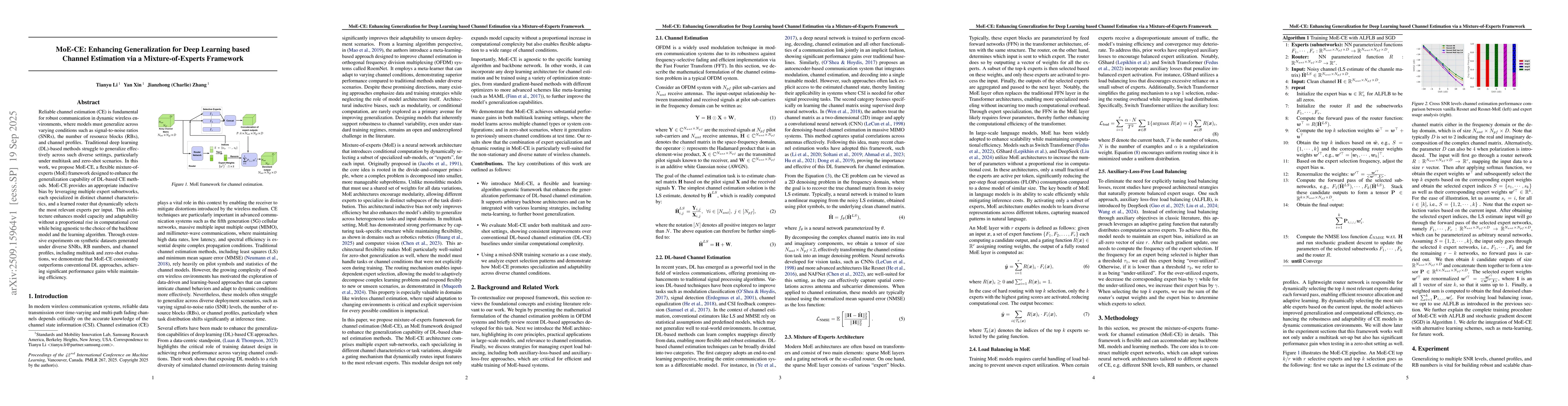 Thumbnail for MoE-CE: Enhancing Generalization for Deep Learning based Channel
  Estimation via a Mixture-of-Experts Framework