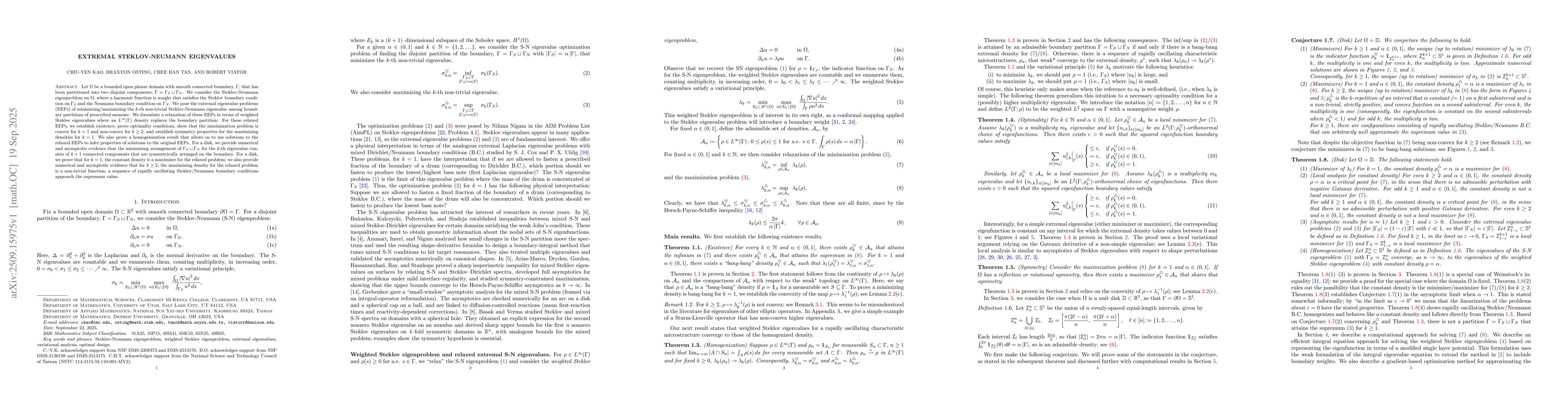 Thumbnail for Extremal Steklov-Neumann Eigenvalues