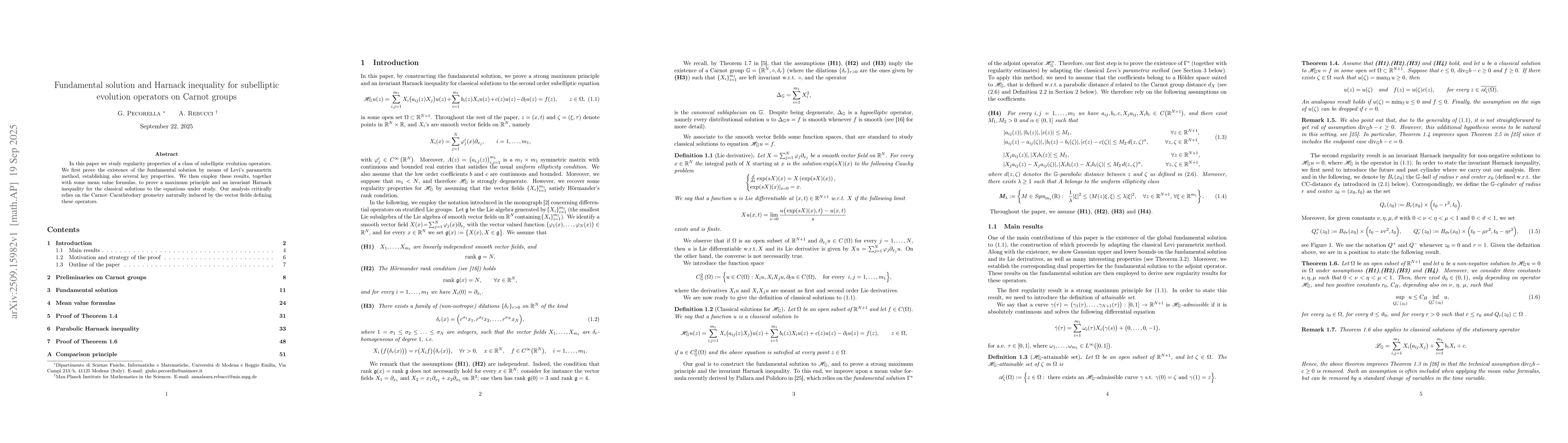 Thumbnail for Fundamental solution and Harnack inequality for subelliptic evolution
  operators on Carnot groups