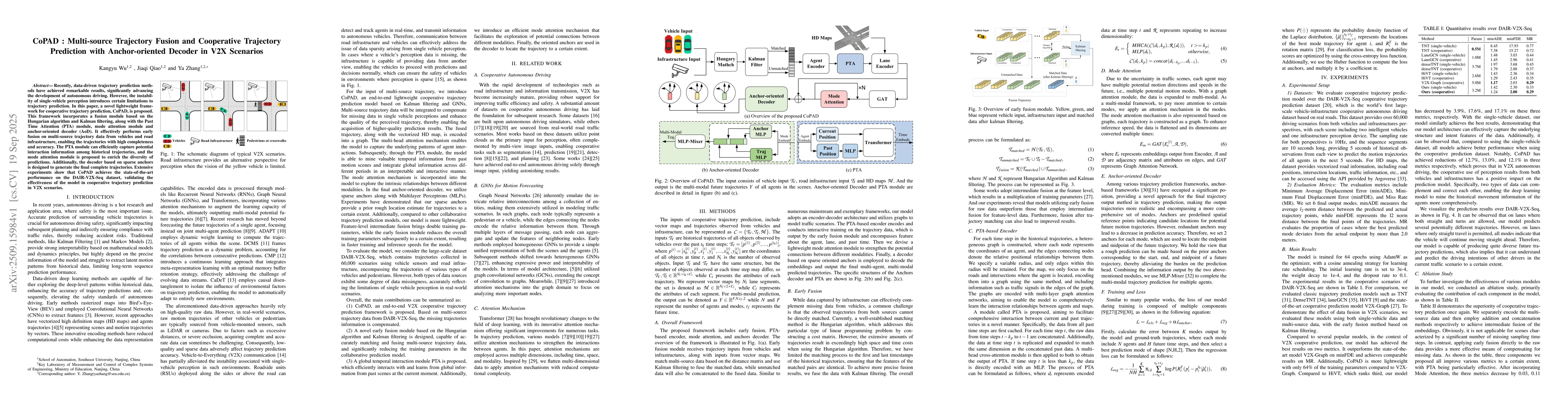 Thumbnail for CoPAD : Multi-source Trajectory Fusion and Cooperative Trajectory
  Prediction with Anchor-oriented Decoder in V2X Scenarios