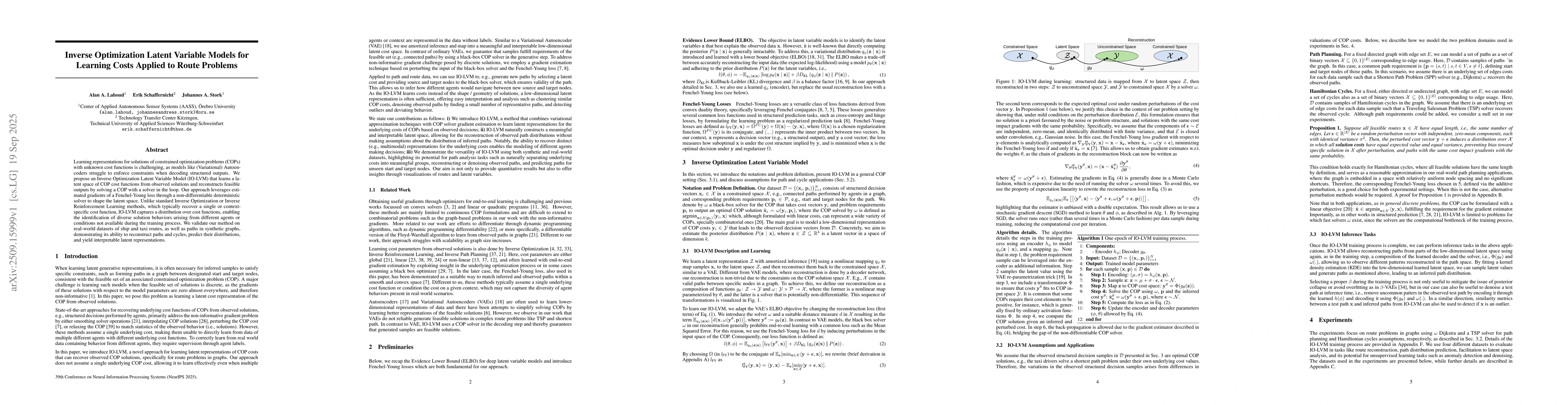 Thumbnail for Inverse Optimization Latent Variable Models for Learning Costs Applied
  to Route Problems