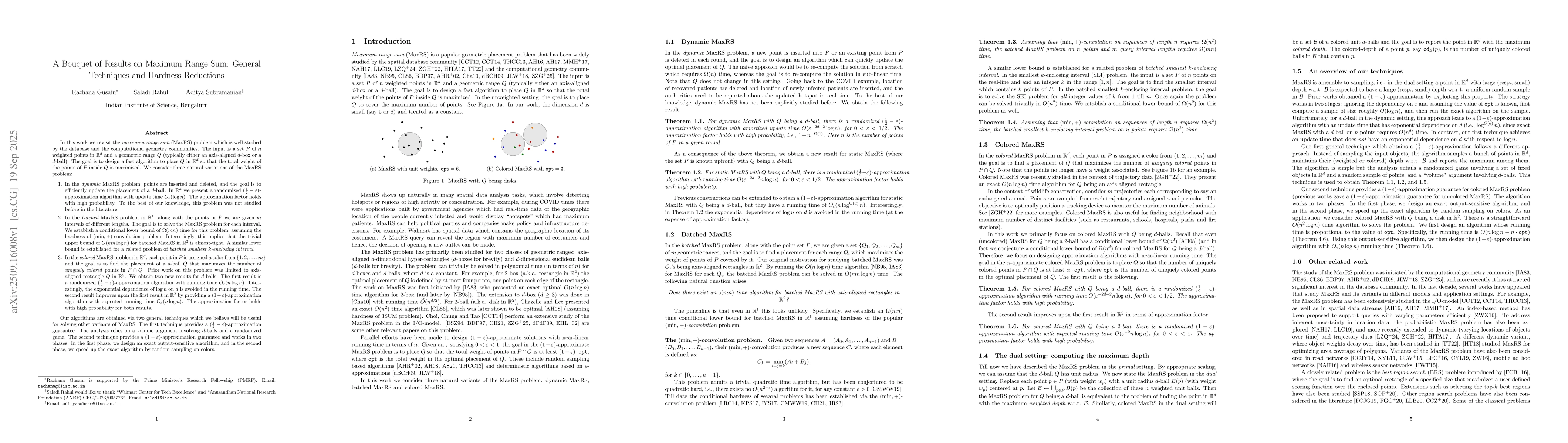 Thumbnail for A Bouquet of Results on Maximum Range Sum: General Techniques and
  Hardness Reductions