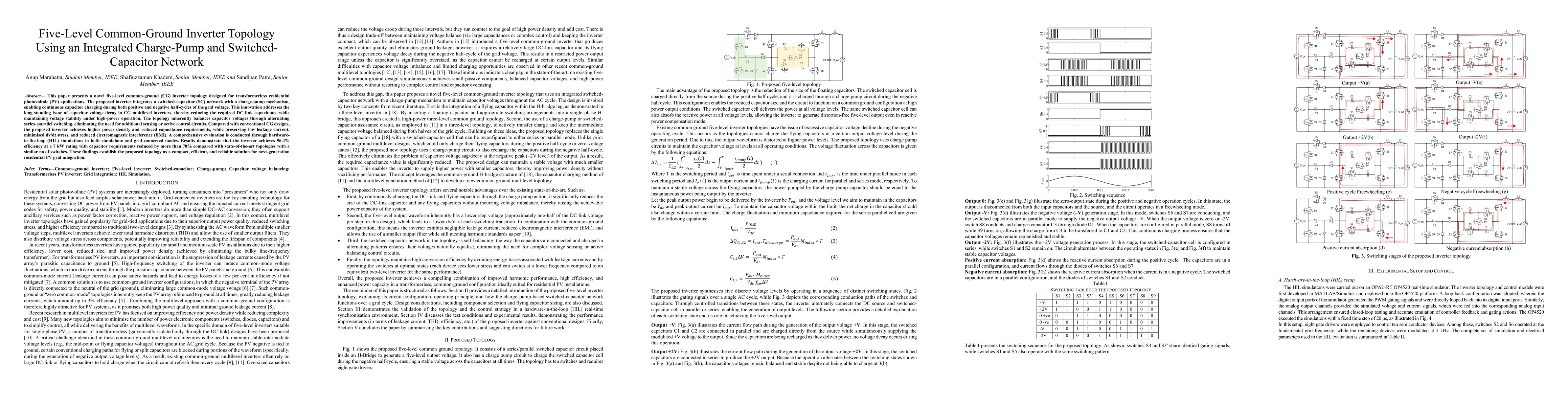 Thumbnail for Five-Level Common-Ground Inverter Topology Using an Integrated
  Charge-Pump and Switched-Capacitor Network
