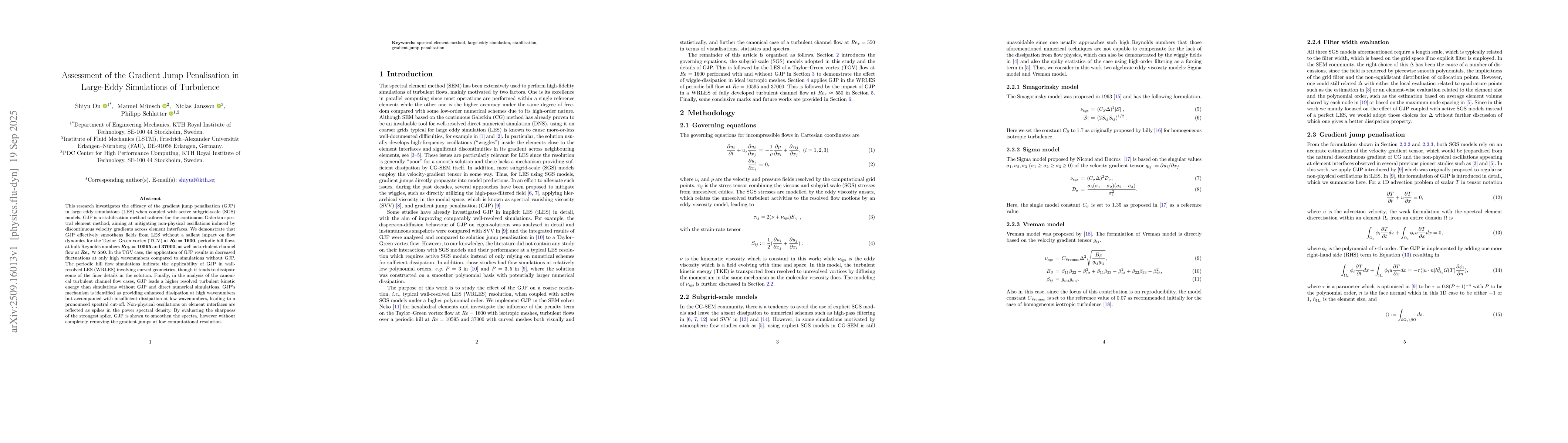 Thumbnail for Assessment of the Gradient Jump Penalisation in Large-Eddy Simulations
  of Turbulence