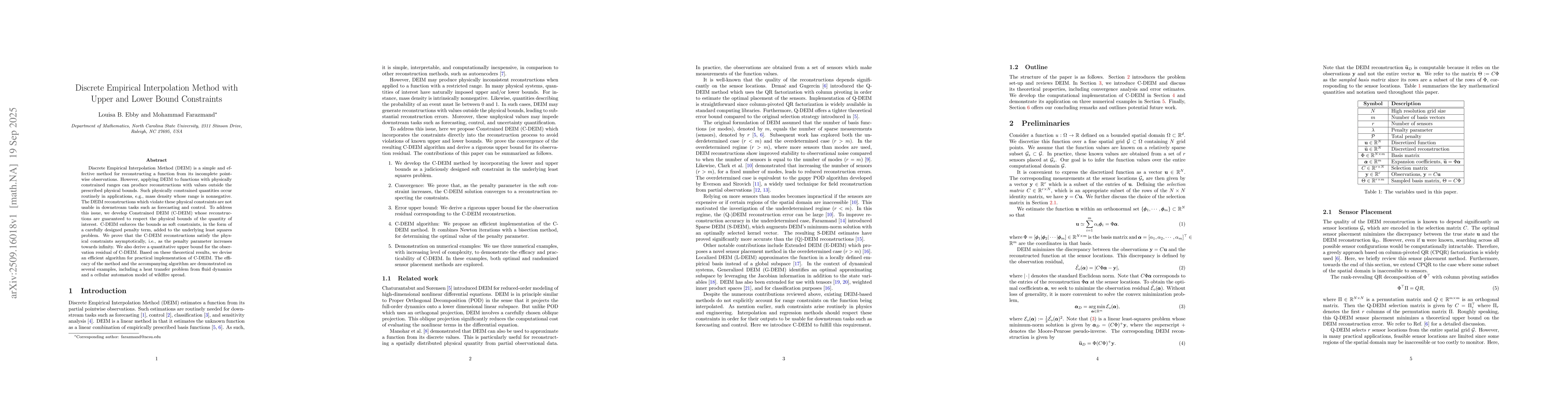 Thumbnail for Discrete Empirical Interpolation Method with Upper and Lower Bound
  Constraints
