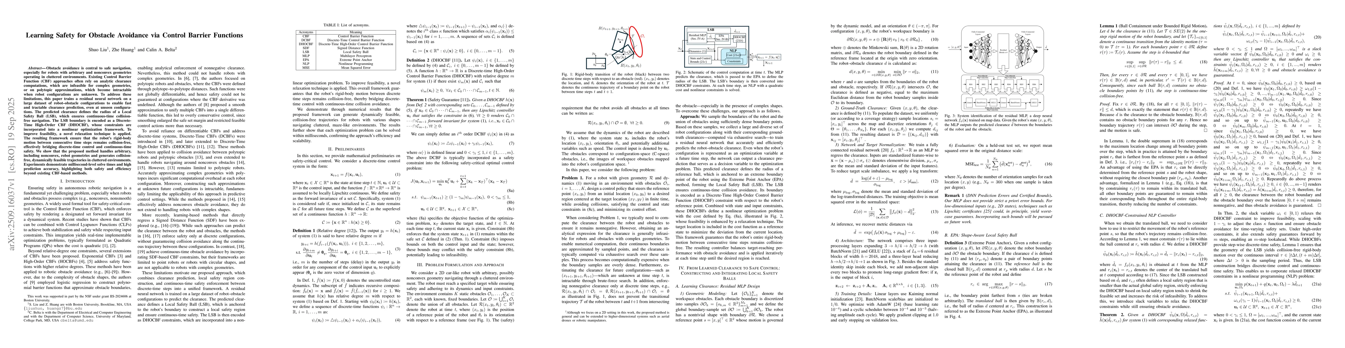 Thumbnail for Learning Safety for Obstacle Avoidance via Control Barrier Functions