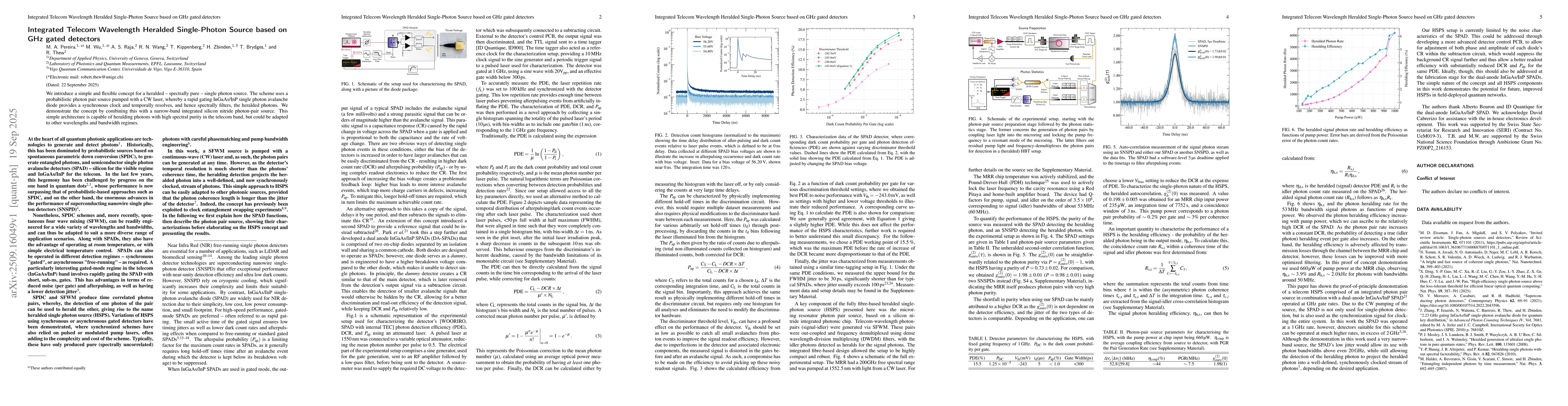 Thumbnail for Integrated Telecom Wavelength Heralded Single-Photon Source based on GHz
  gated detectors