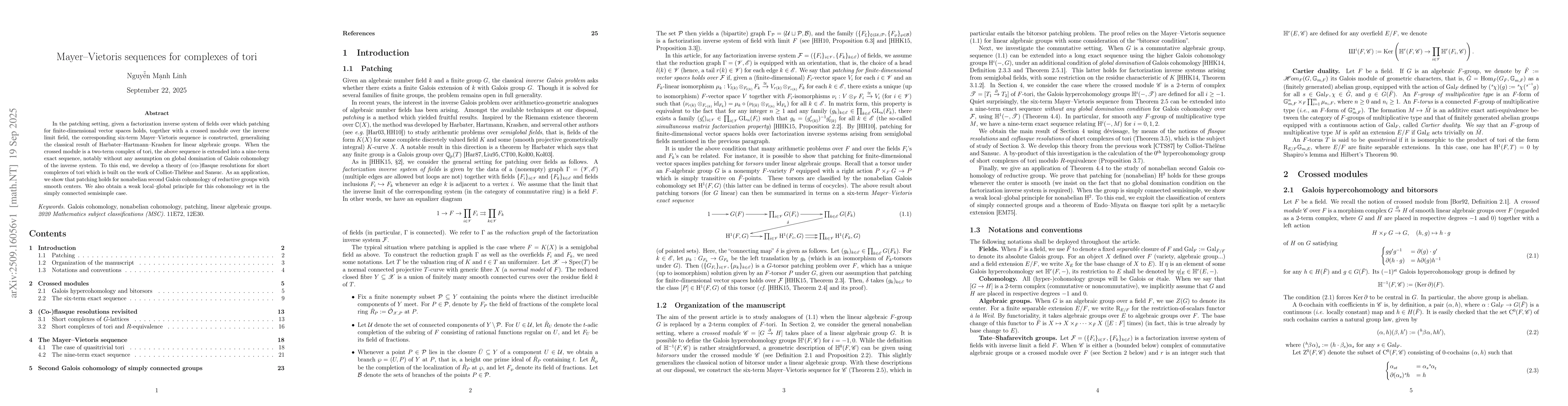 Thumbnail for Mayer--Vietoris sequences for complexes of tori
