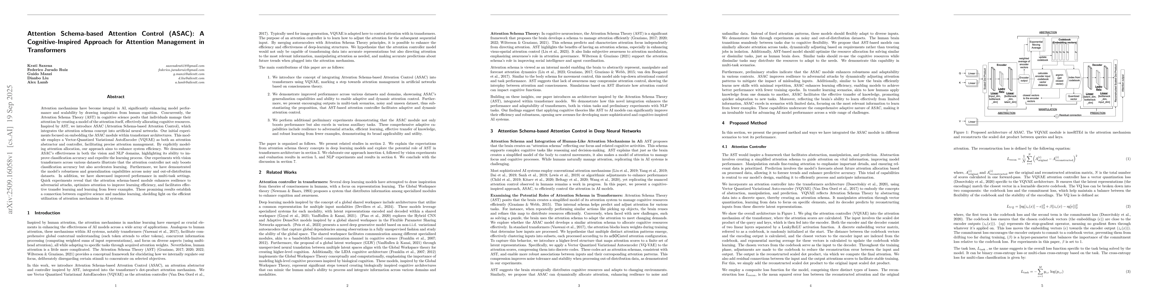 Thumbnail for Attention Schema-based Attention Control (ASAC): A Cognitive-Inspired
  Approach for Attention Management in Transformers