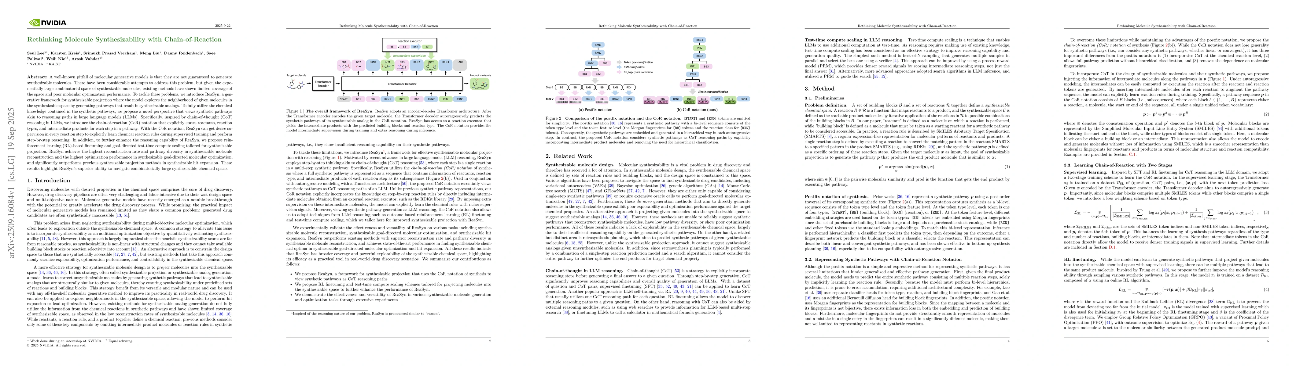 Thumbnail for Rethinking Molecule Synthesizability with Chain-of-Reaction