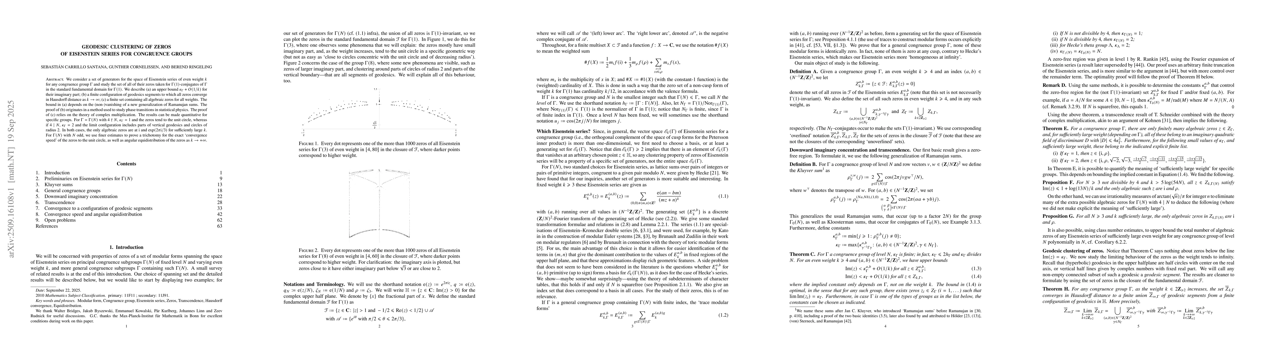 Thumbnail for Geodesic clustering of zeros of Eisenstein series for congruence groups