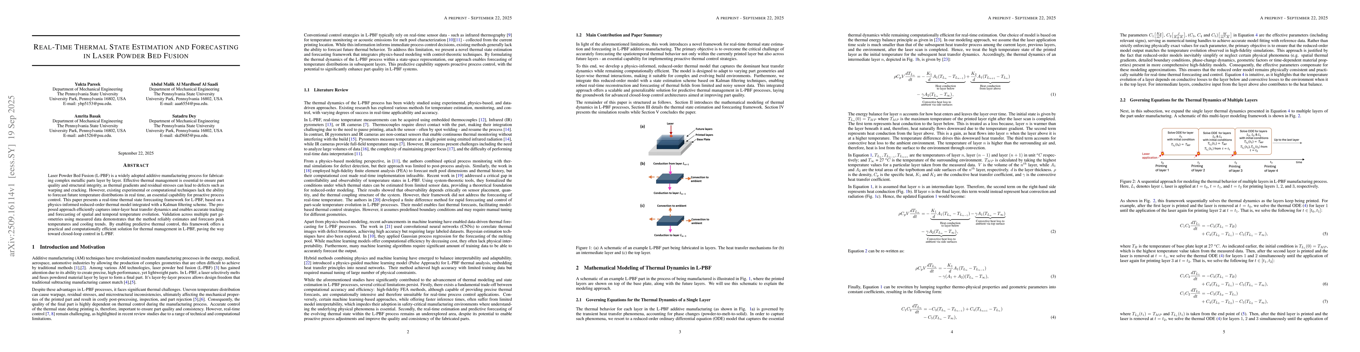 Thumbnail for Real-Time Thermal State Estimation and Forecasting in Laser Powder Bed
  Fusion
