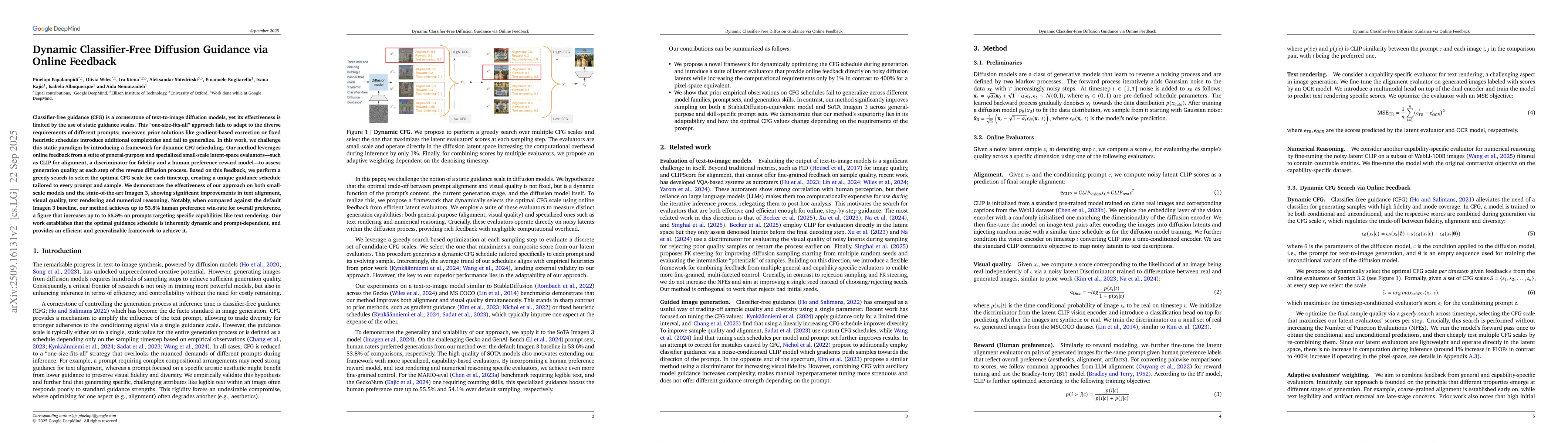 Thumbnail for Dynamic Classifier-Free Diffusion Guidance via Online Feedback