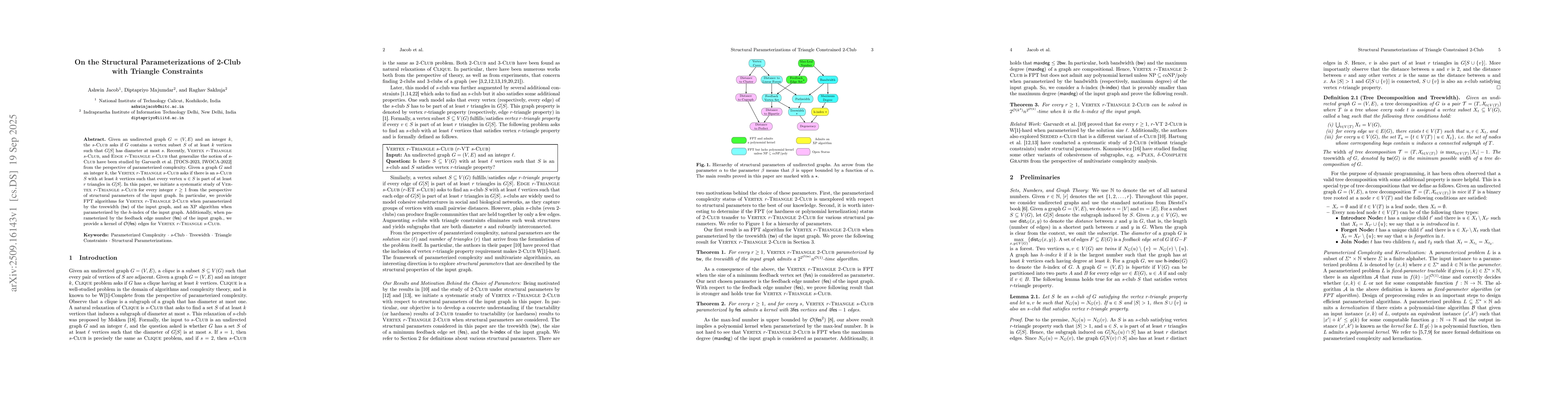 Thumbnail for On the Structural Parameterizations of 2-Club with Triangle Constraints