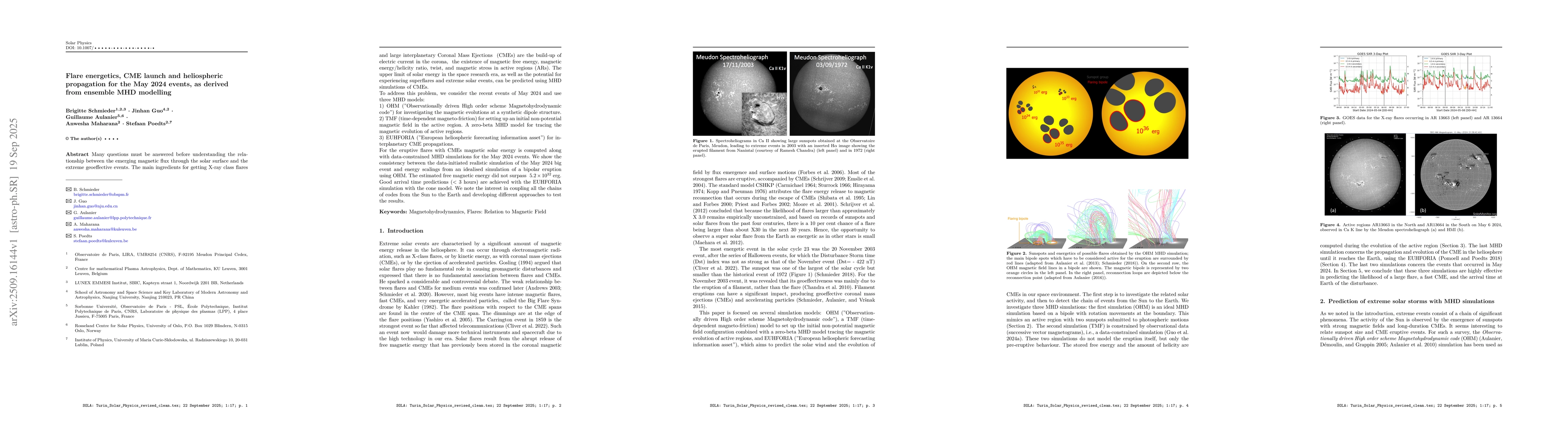 Thumbnail for Flare energetics, CME launch and heliospheric propagation for the May
  2024 events, as derived from ensemble MHD modelling