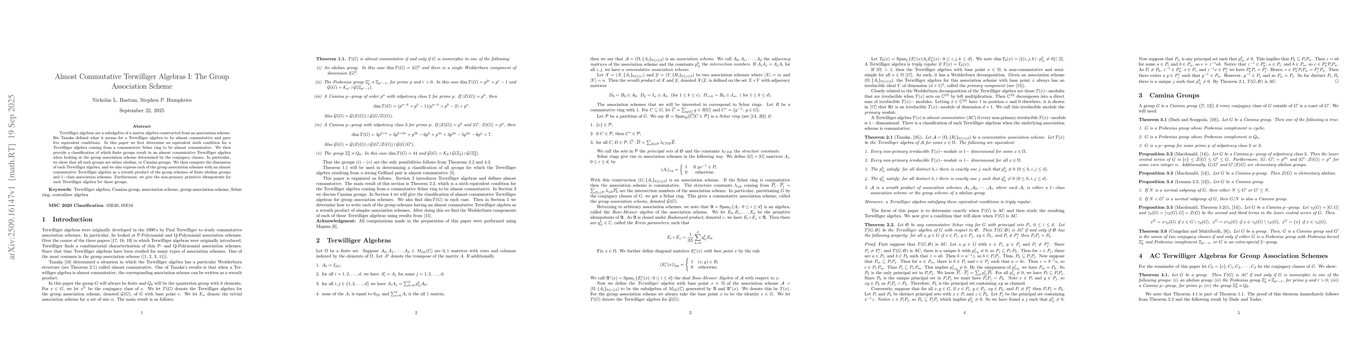 Thumbnail for Almost Commutative Terwilliger Algebras I: The Group Association Scheme