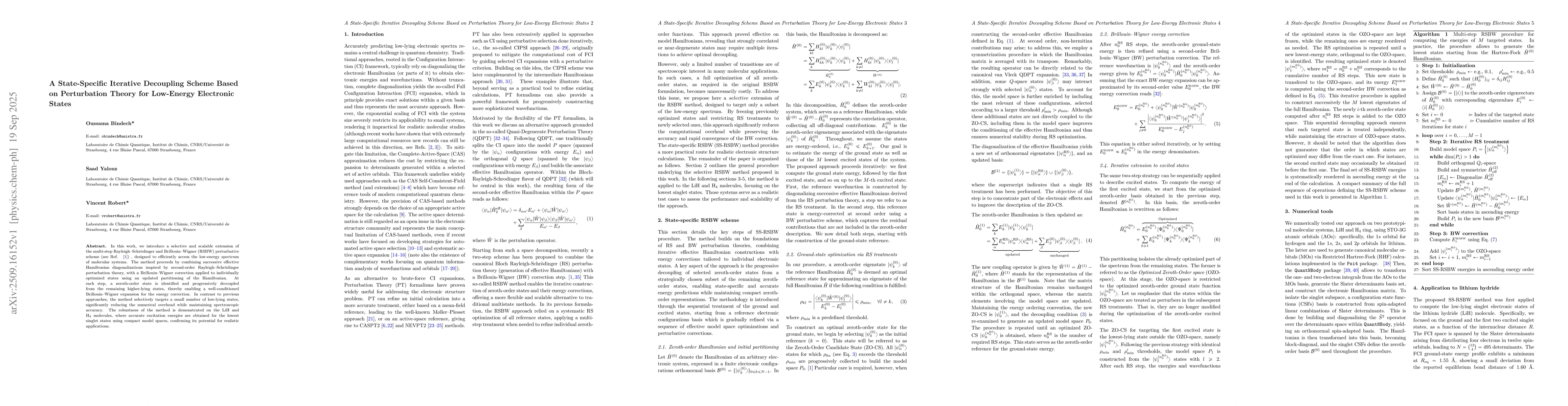 Thumbnail for A State-Specific Iterative Decoupling Scheme Based on Perturbation
  Theory for Low-Energy Electronic States