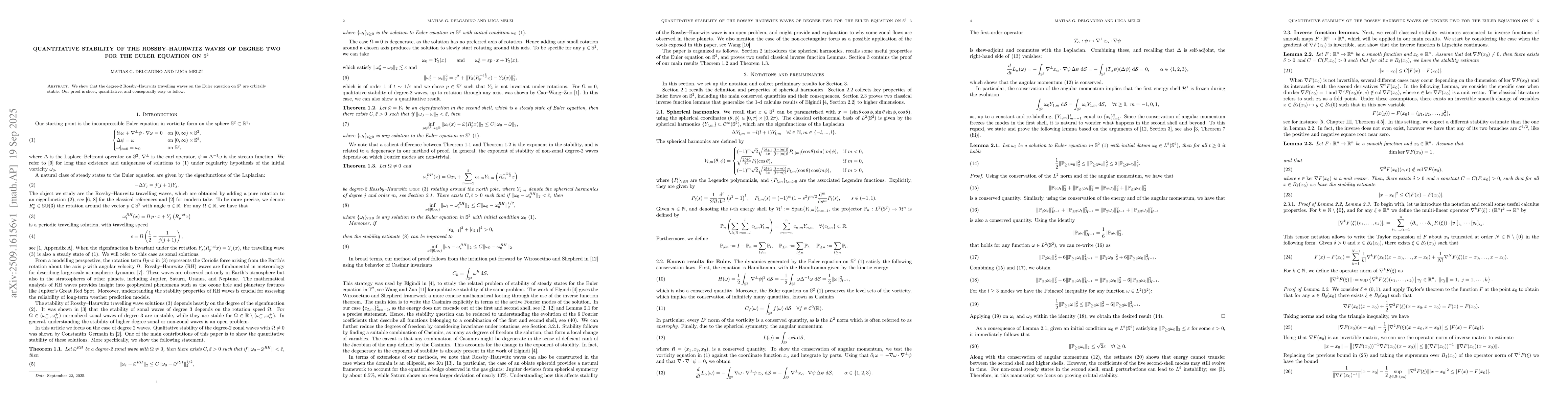 Thumbnail for Quantitative stability of the Rossby--Haurwitz waves of degree two for
  the Euler equation on $\mathbb{S}^2$